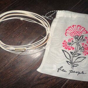 Free People Pearl & Leather Wrap necklace